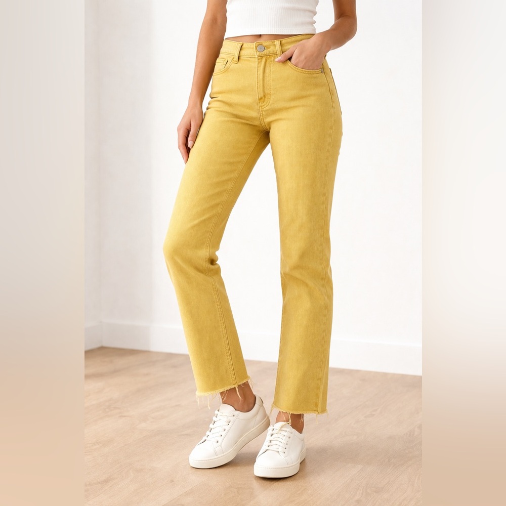 Ann Taylor LOFT Mustard Yellow Raw Hem Jeans – Size 27/4